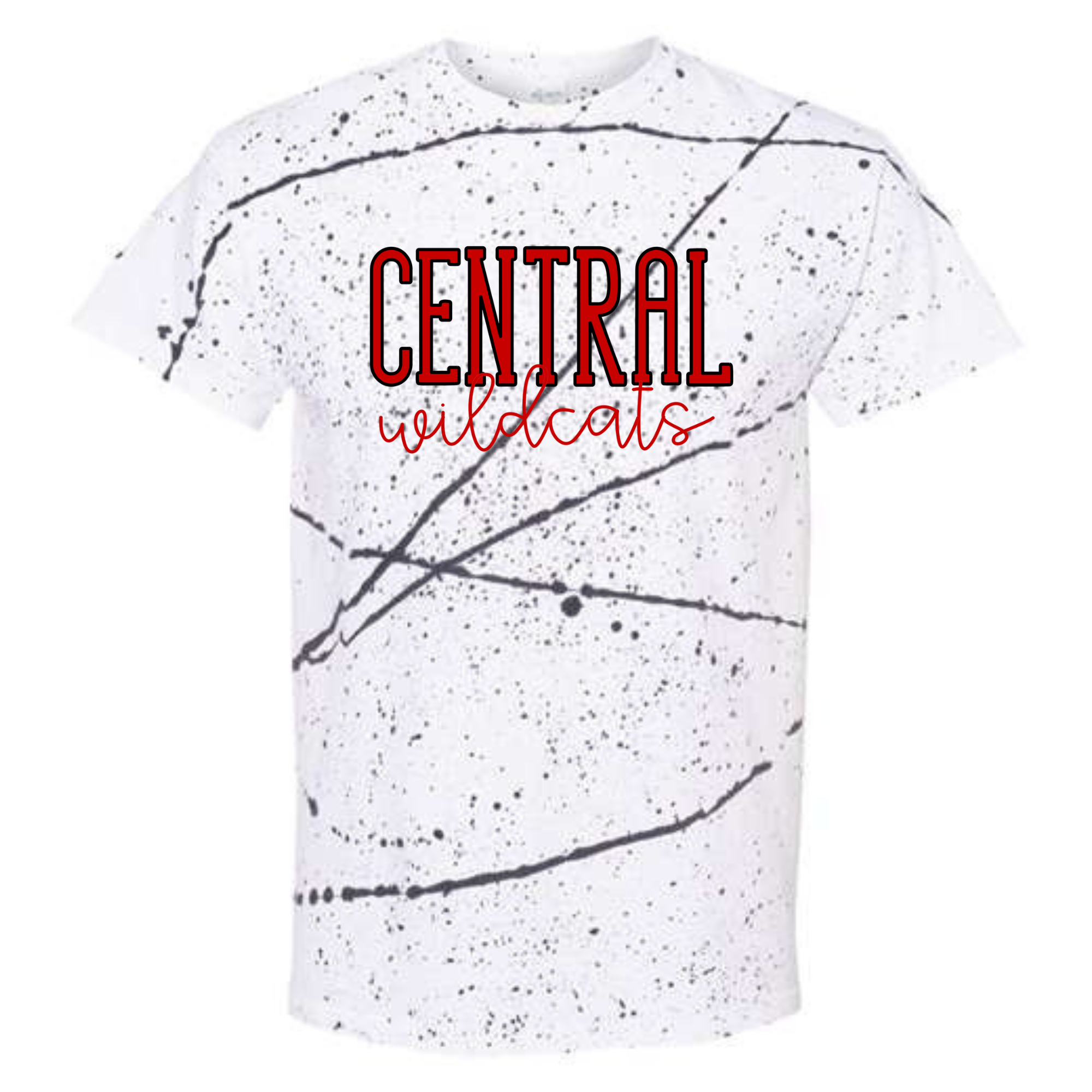 Central Wildcats Splatter Tee- 200SL Black/White