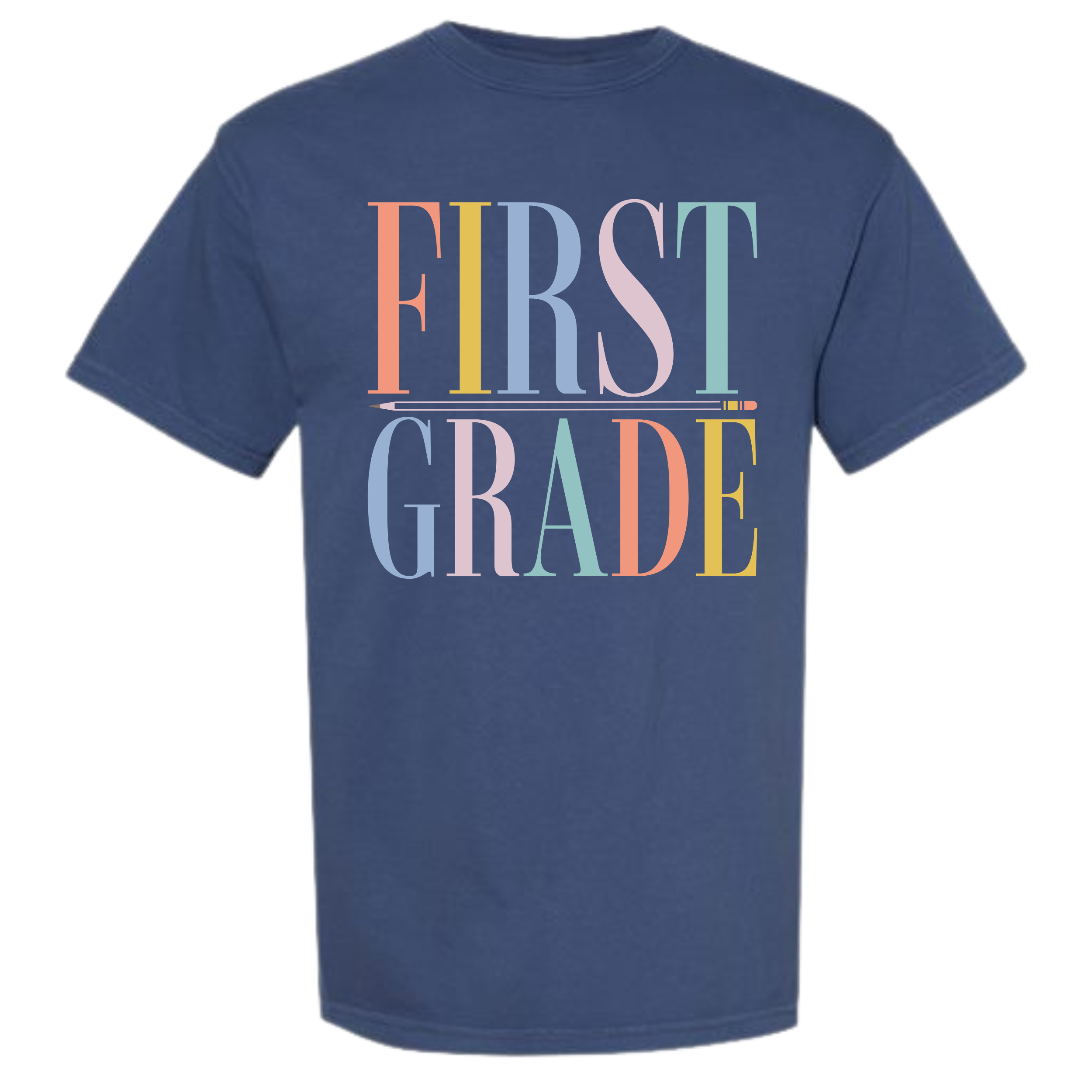 Pastel Grade Level Tee on China Blue Comfort Colors