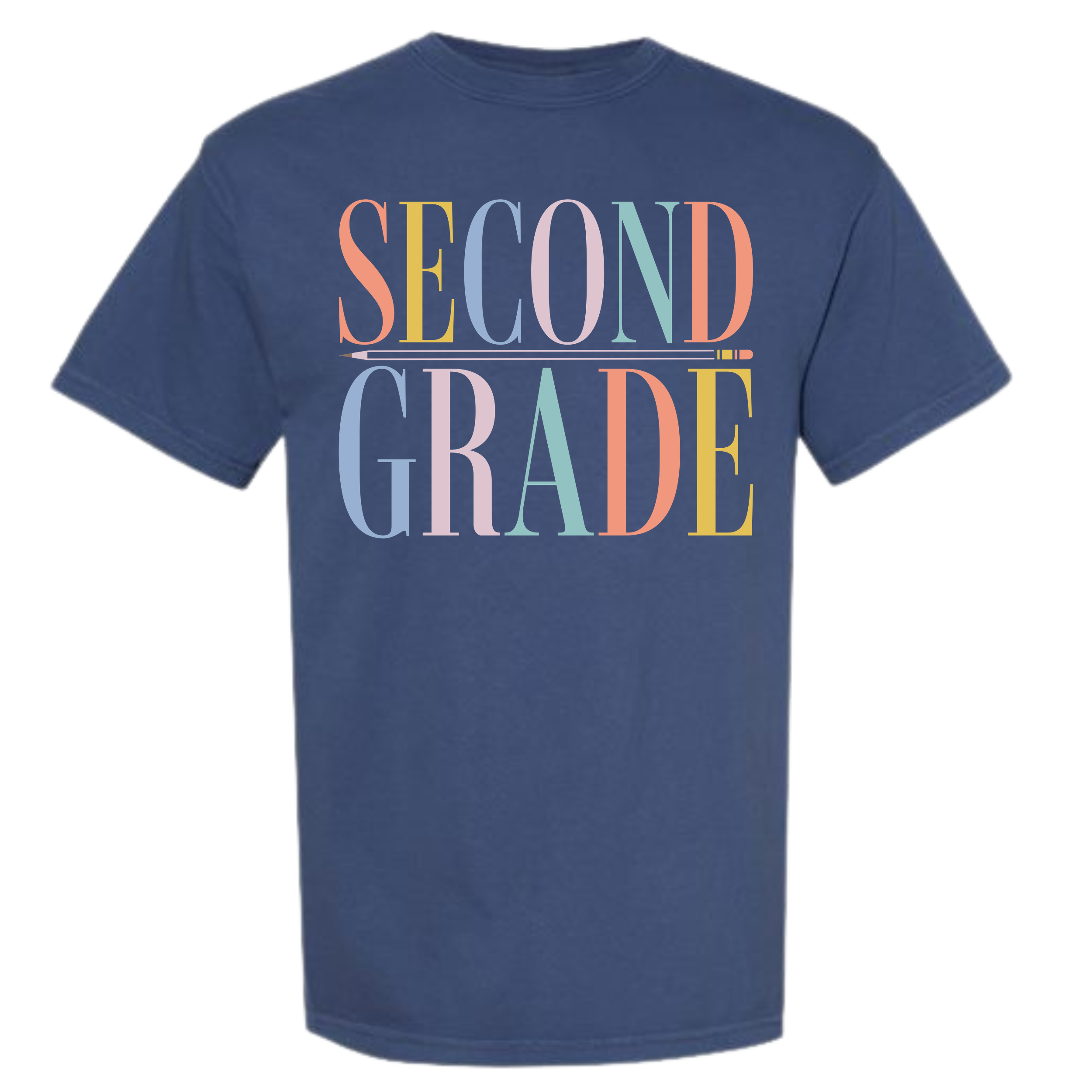 Pastel Grade Level Tee on China Blue Comfort Colors