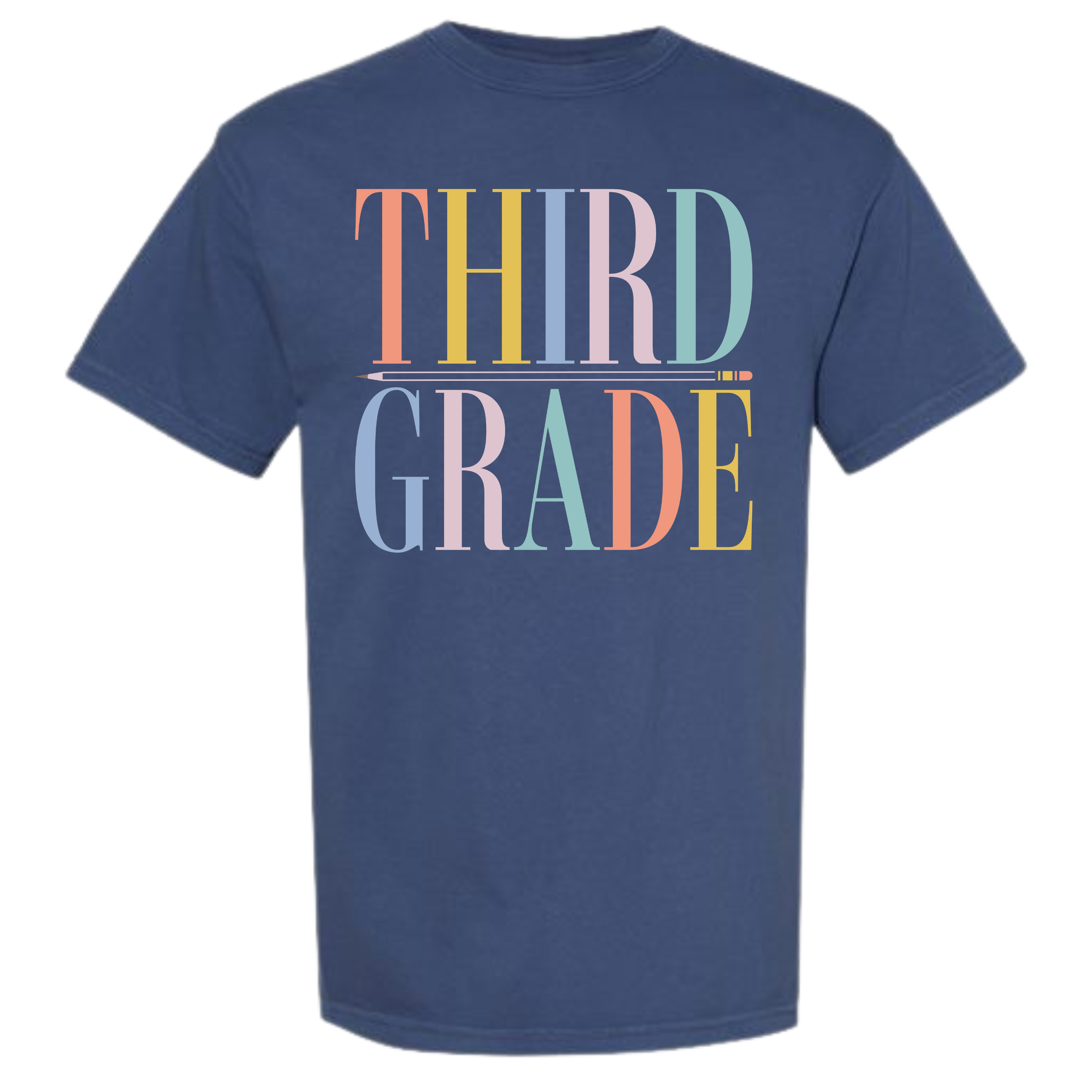 Pastel Grade Level Tee on China Blue Comfort Colors