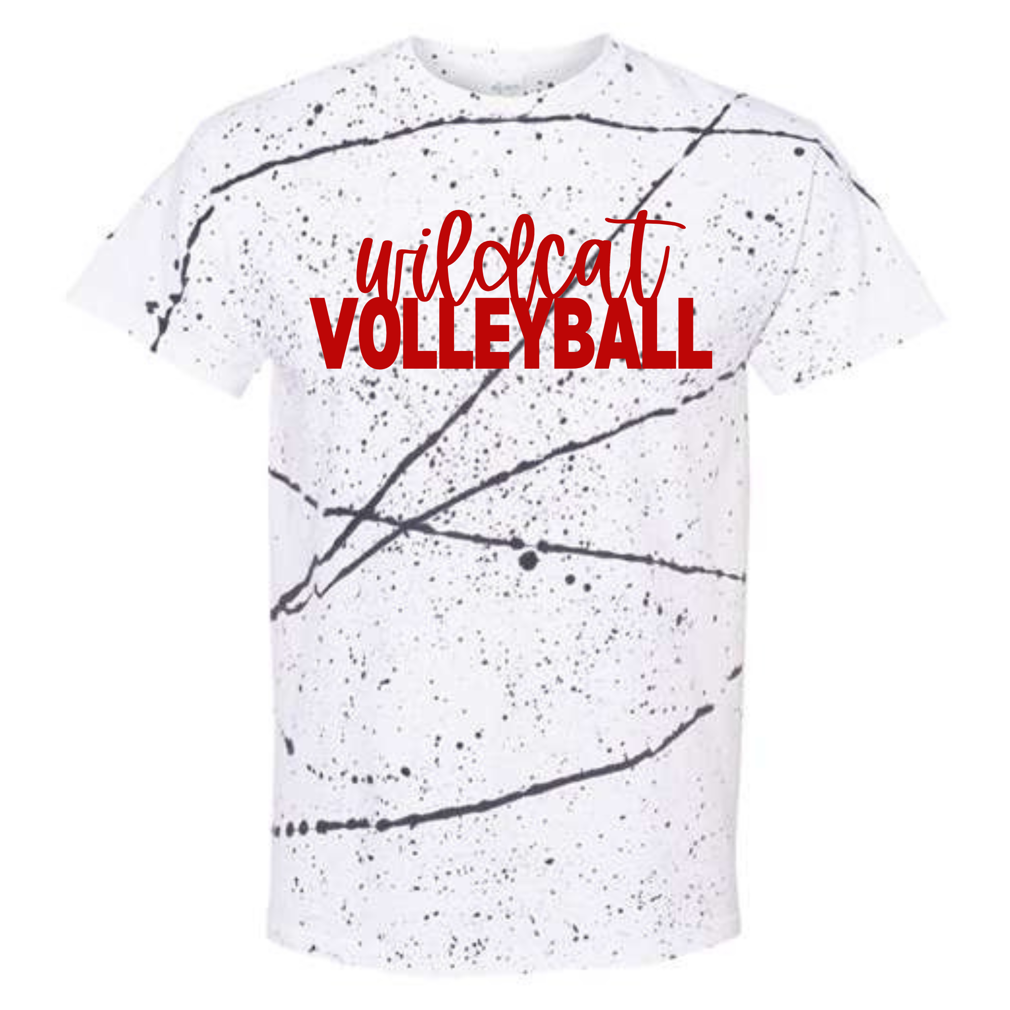Central Wildcats Volleyball Splatter Tee- 200SL Black/White