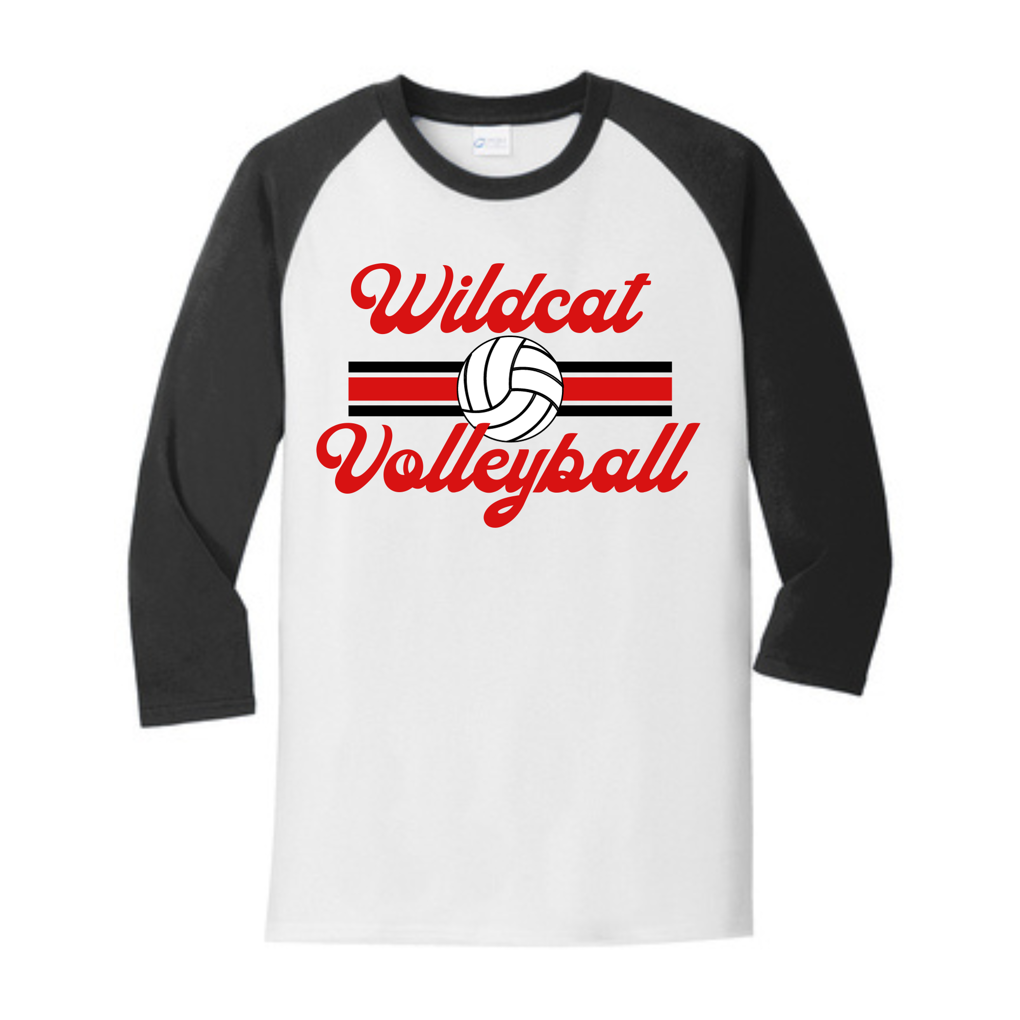 Central Volleyball Raglan Tee- PC55RS Black/White