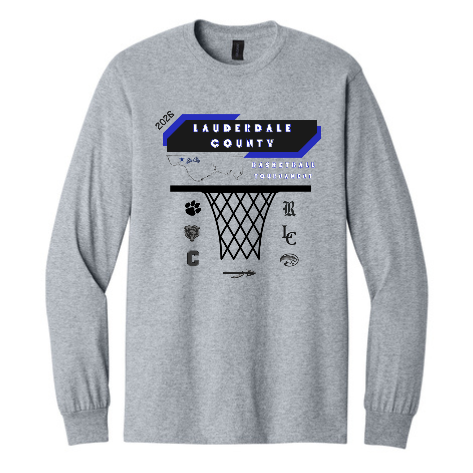 2025 Lauderdale County Basketball Tournament Shirt- Sport Grey