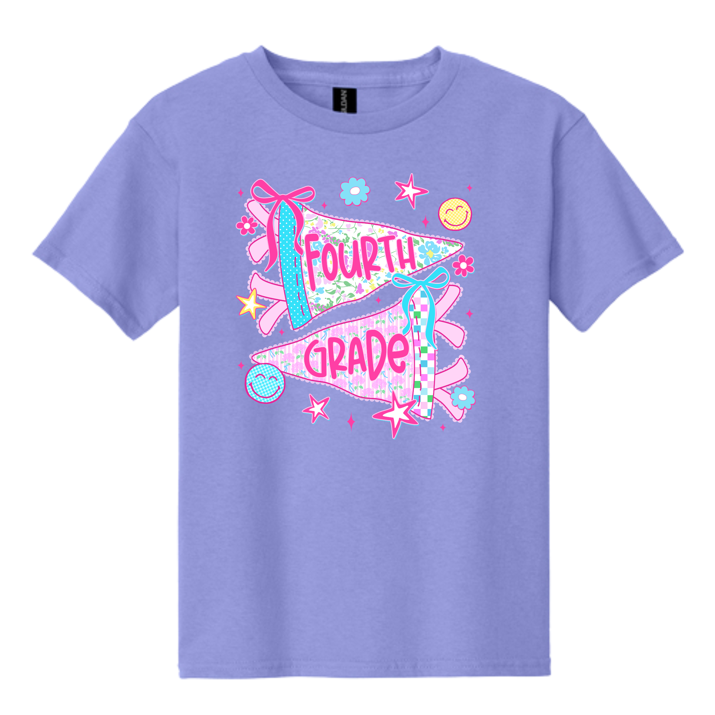 Grade Level Colorful Pennant - Gildan Violet t-shirt