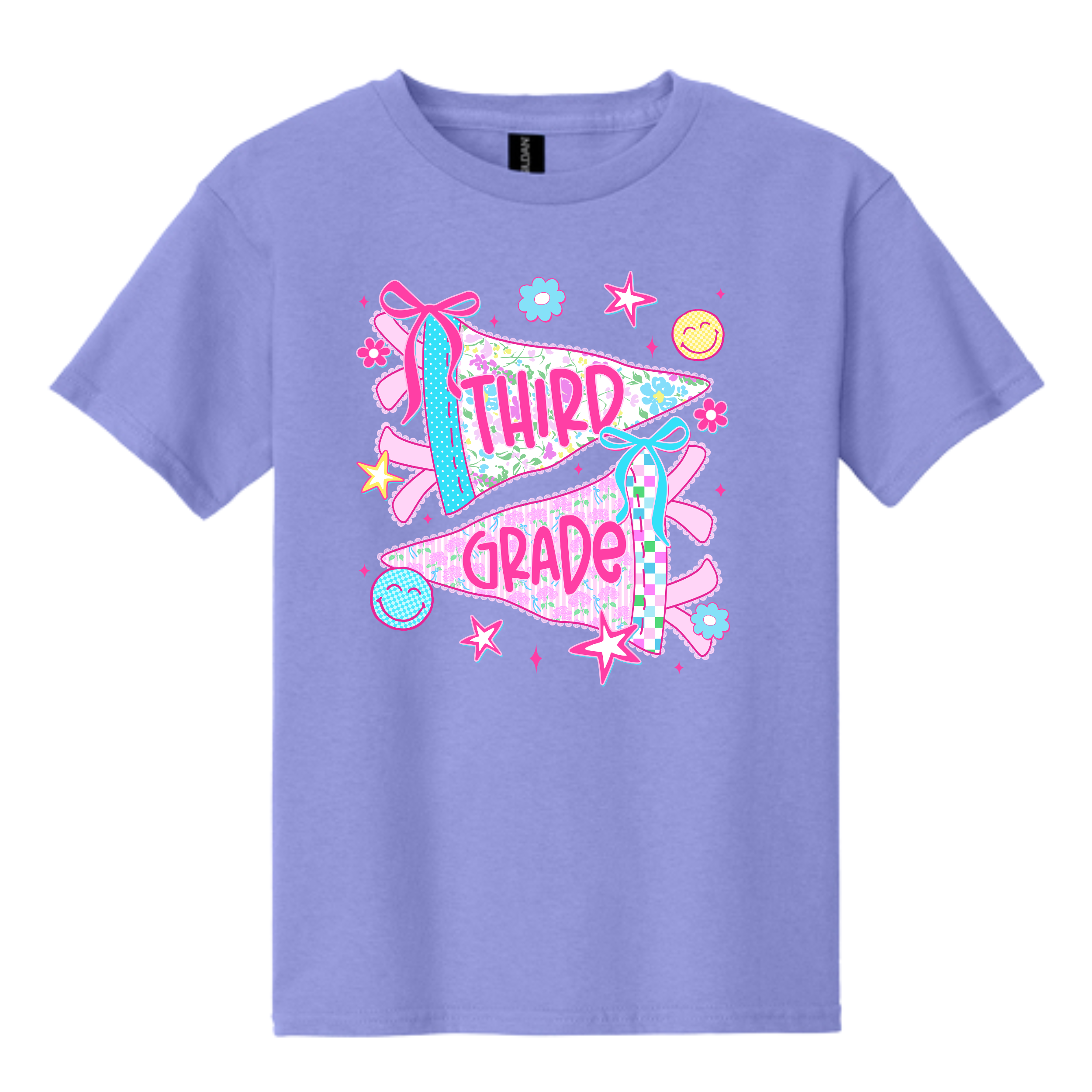Grade Level Colorful Pennant - Gildan Violet t-shirt