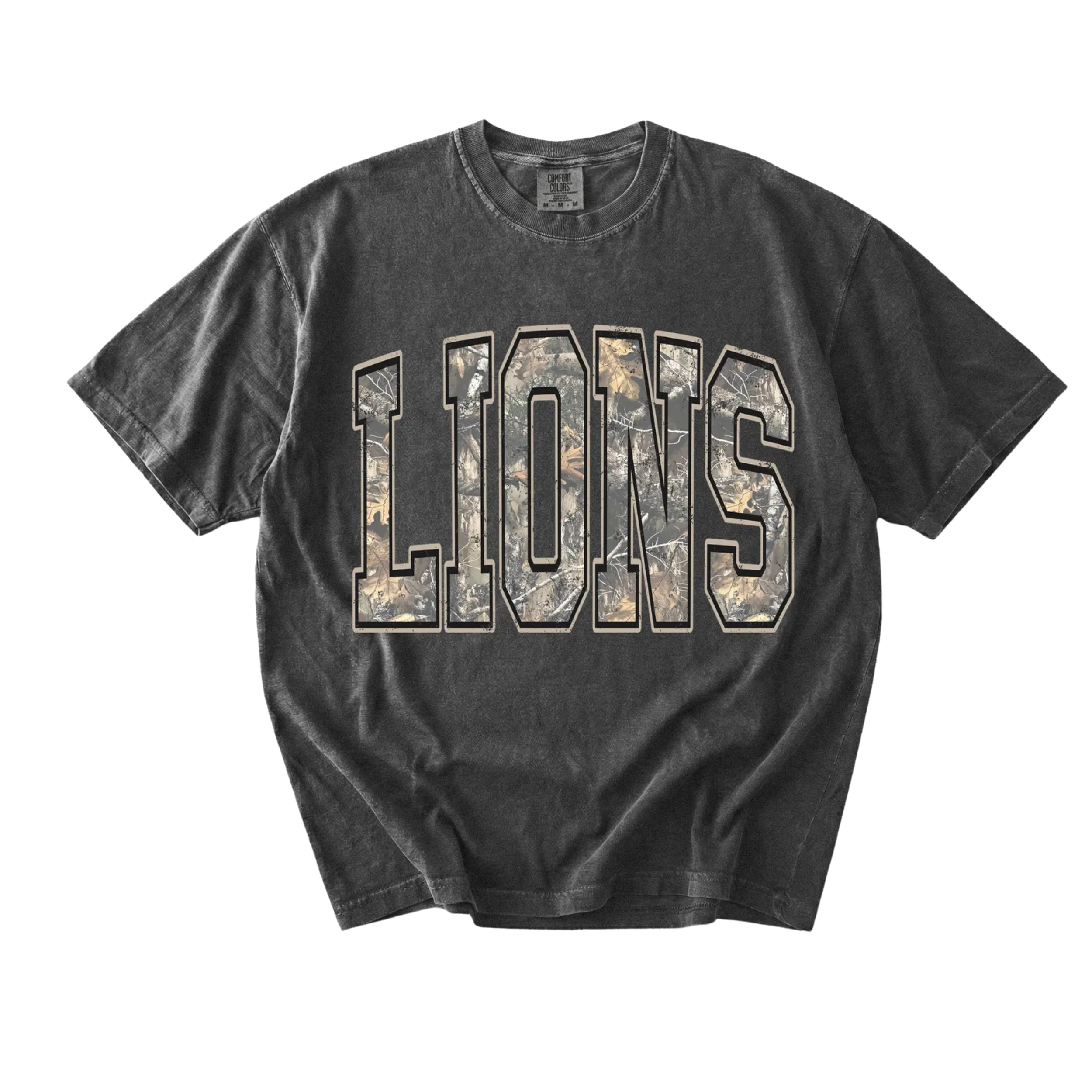 Camo Lions on Pepper Comfort Colors Tee #1717