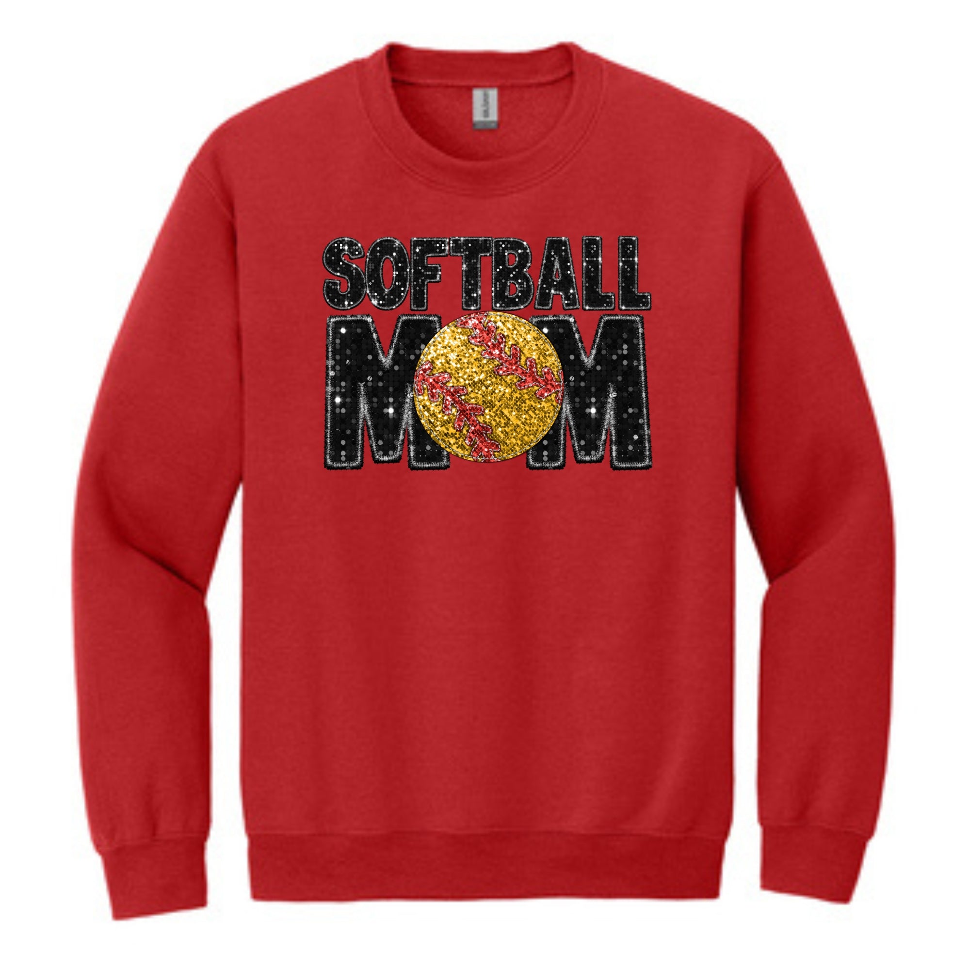 Central Softball Faux Sequin Mom Crewneck Sweatshirt- 18000