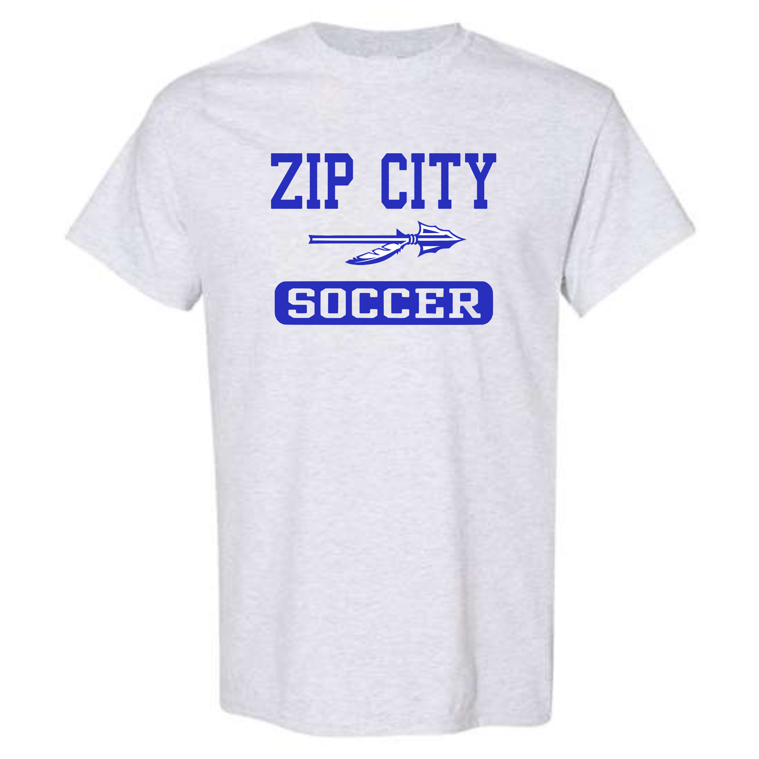 Zip City Soccer Gildan Tee, Sweatshirt and Hoodie- Ash Grey