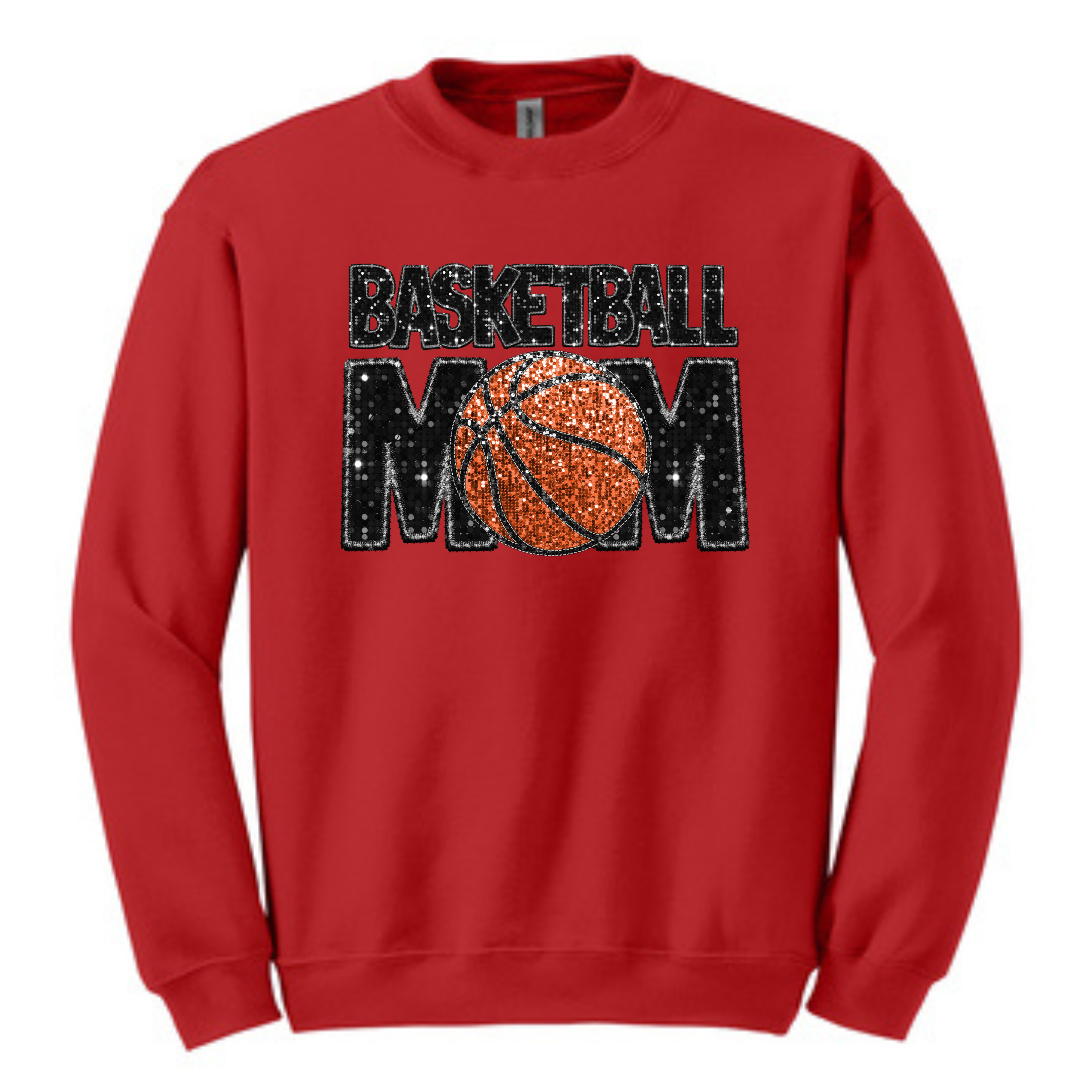 Central Basketball Mom Faux Sequin Sweatshirt- 18000 Red