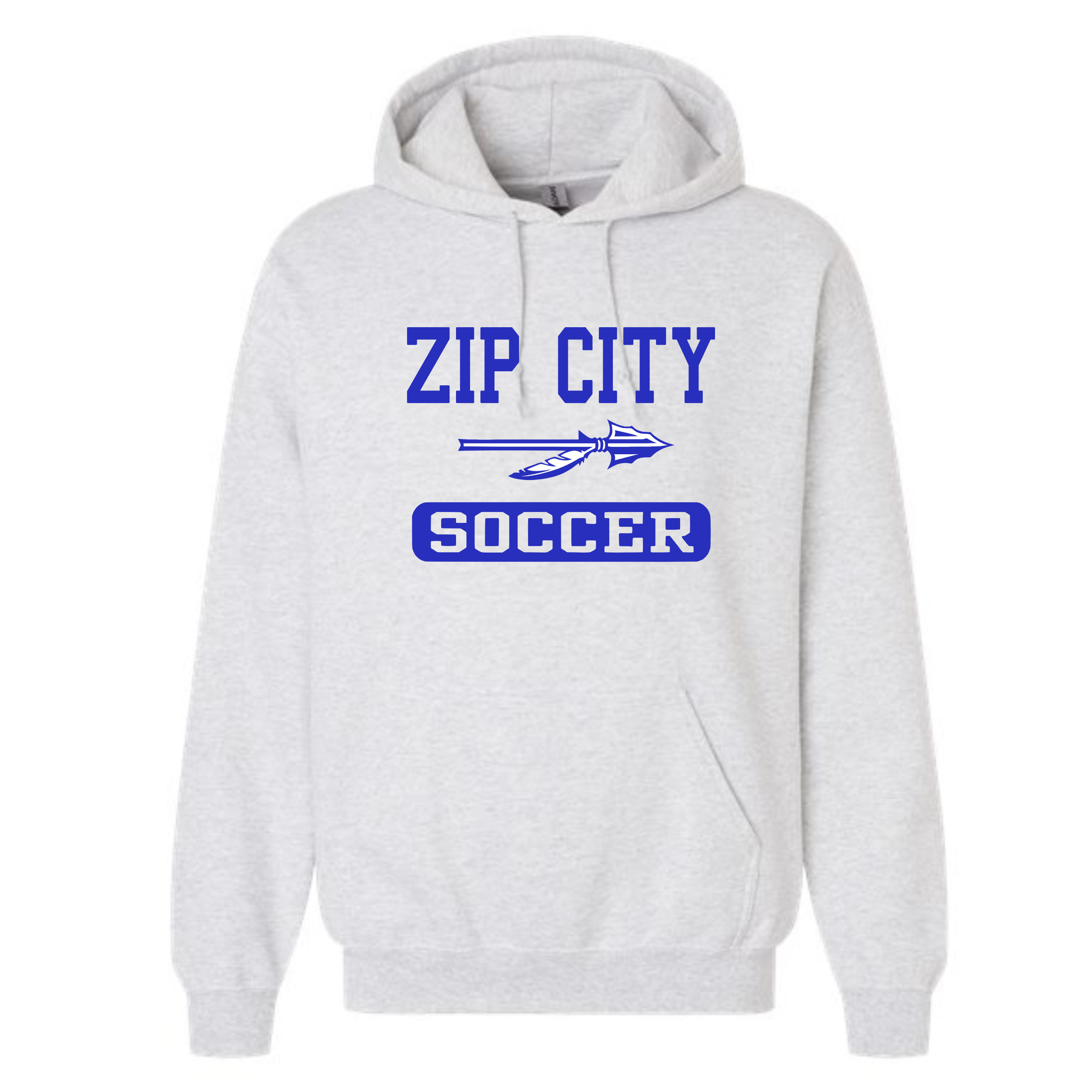 Zip City Soccer Gildan Tee, Sweatshirt and Hoodie- Ash Grey