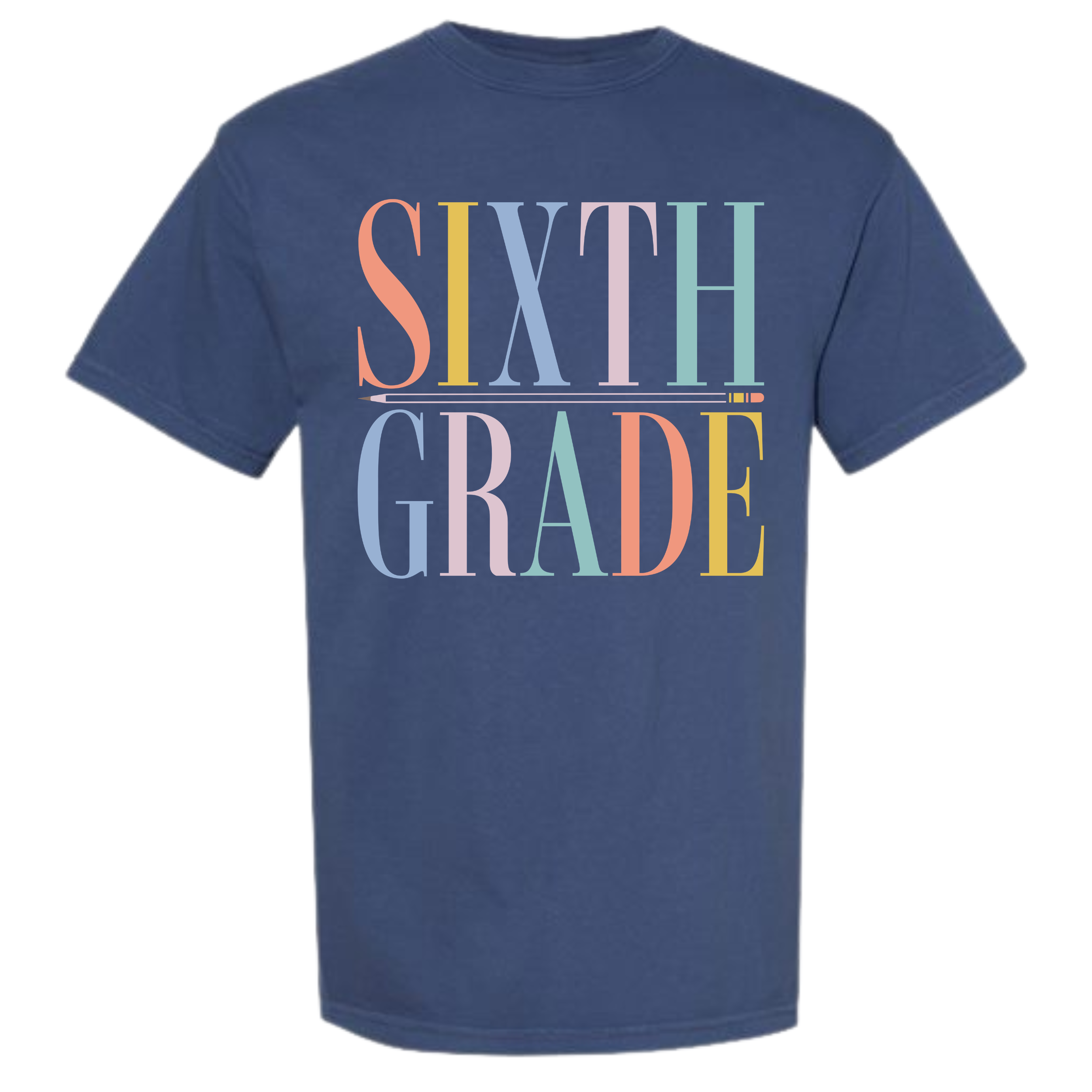 Pastel Grade Level Tee on China Blue Comfort Colors