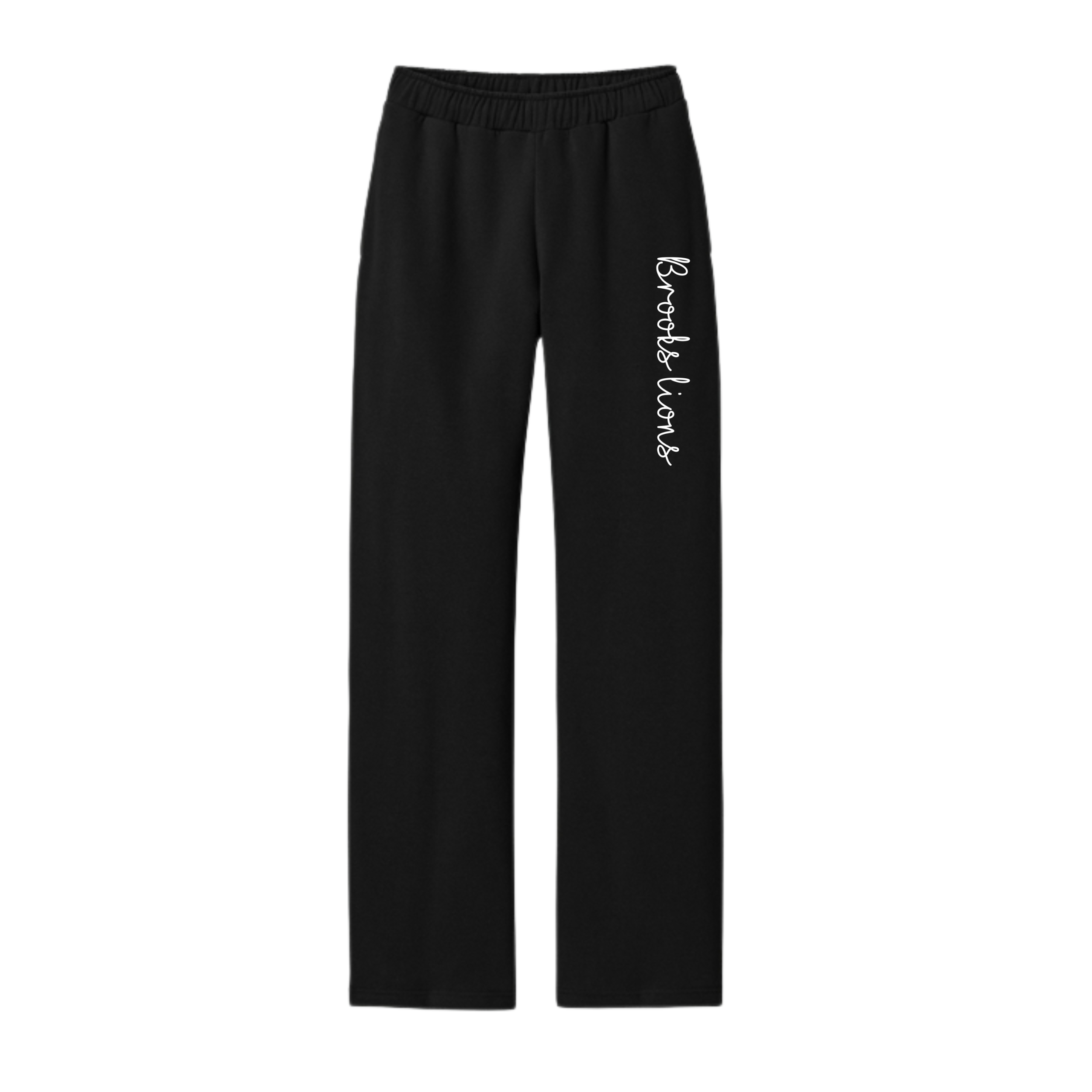 Black Open Bottom Sweatpants with Brooks Lions #974MP