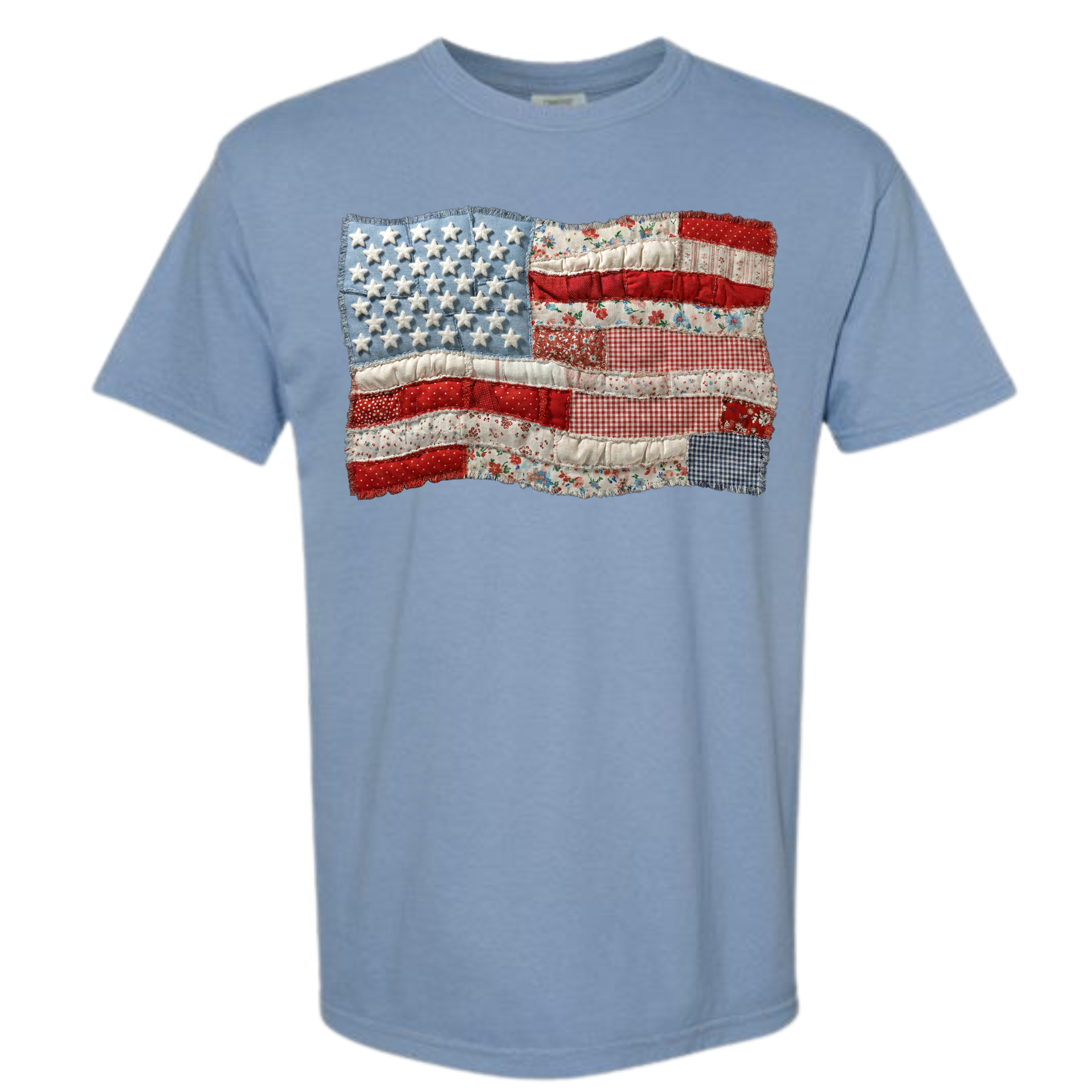 Patchwork Flag Washed Denim Comfort Colors #1717