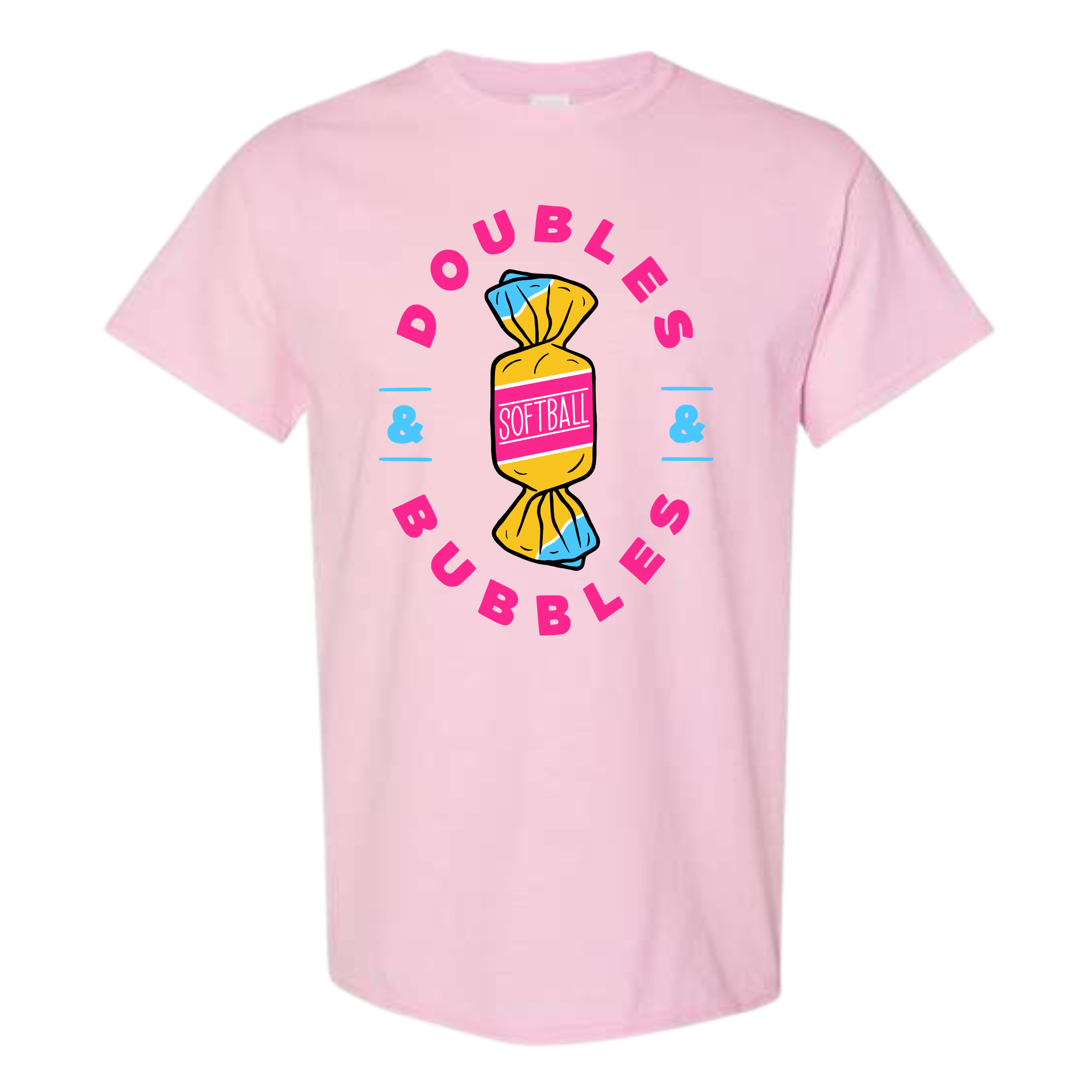 Doubles & Bubbles Softball - Light Pink Gildan 5000