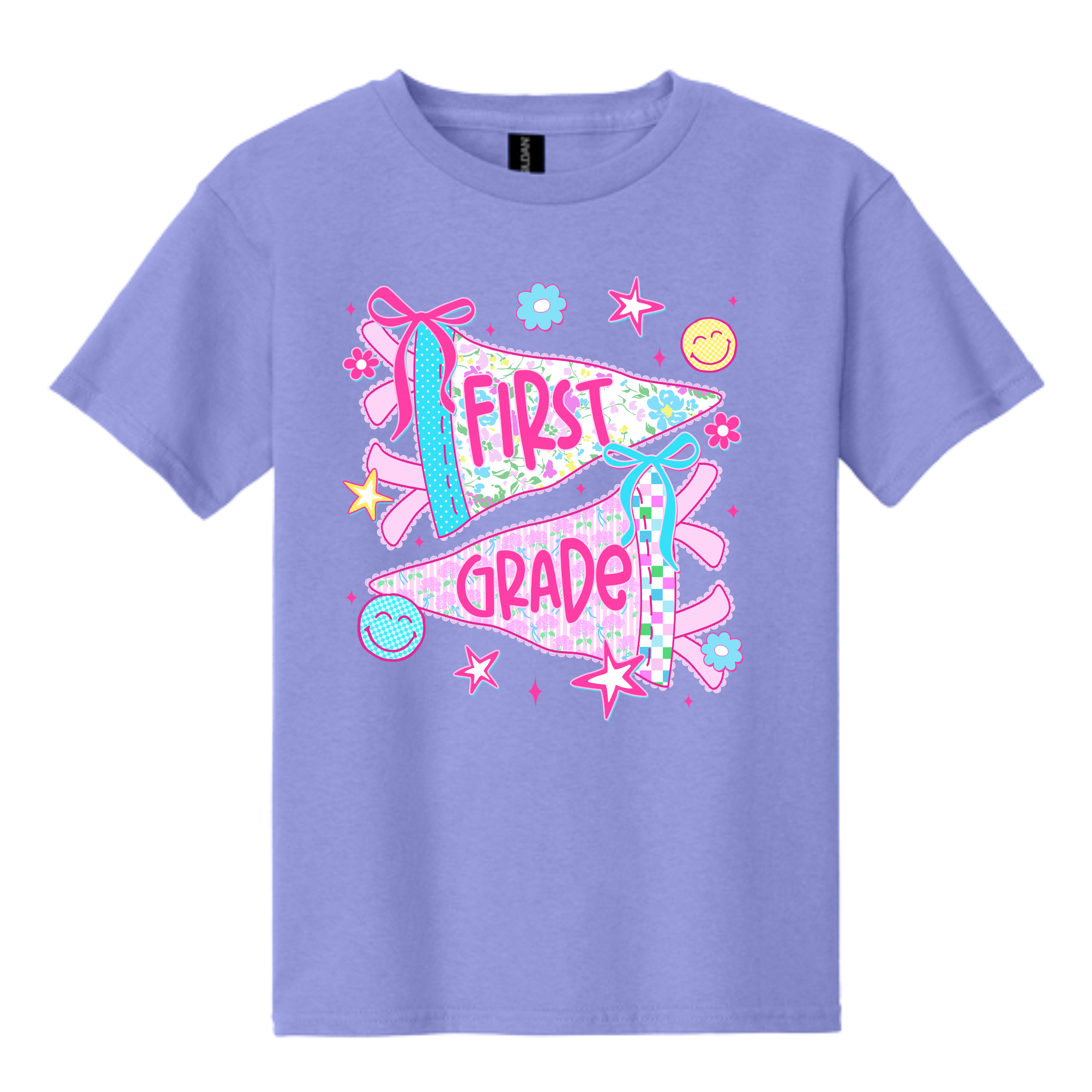 Grade Level Colorful Pennant - Gildan Violet t-shirt