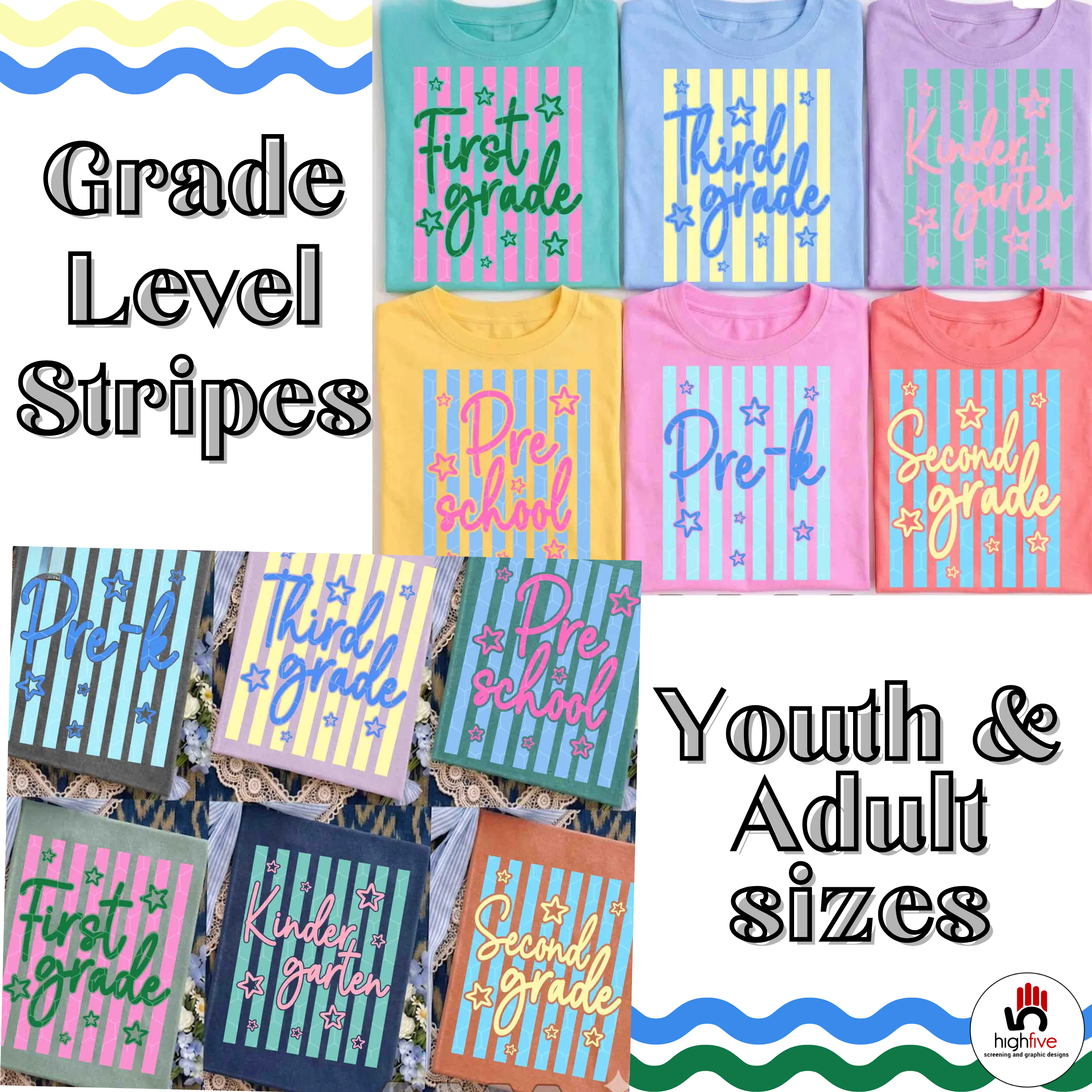 Striped Grade Level Comfort Colors Tees