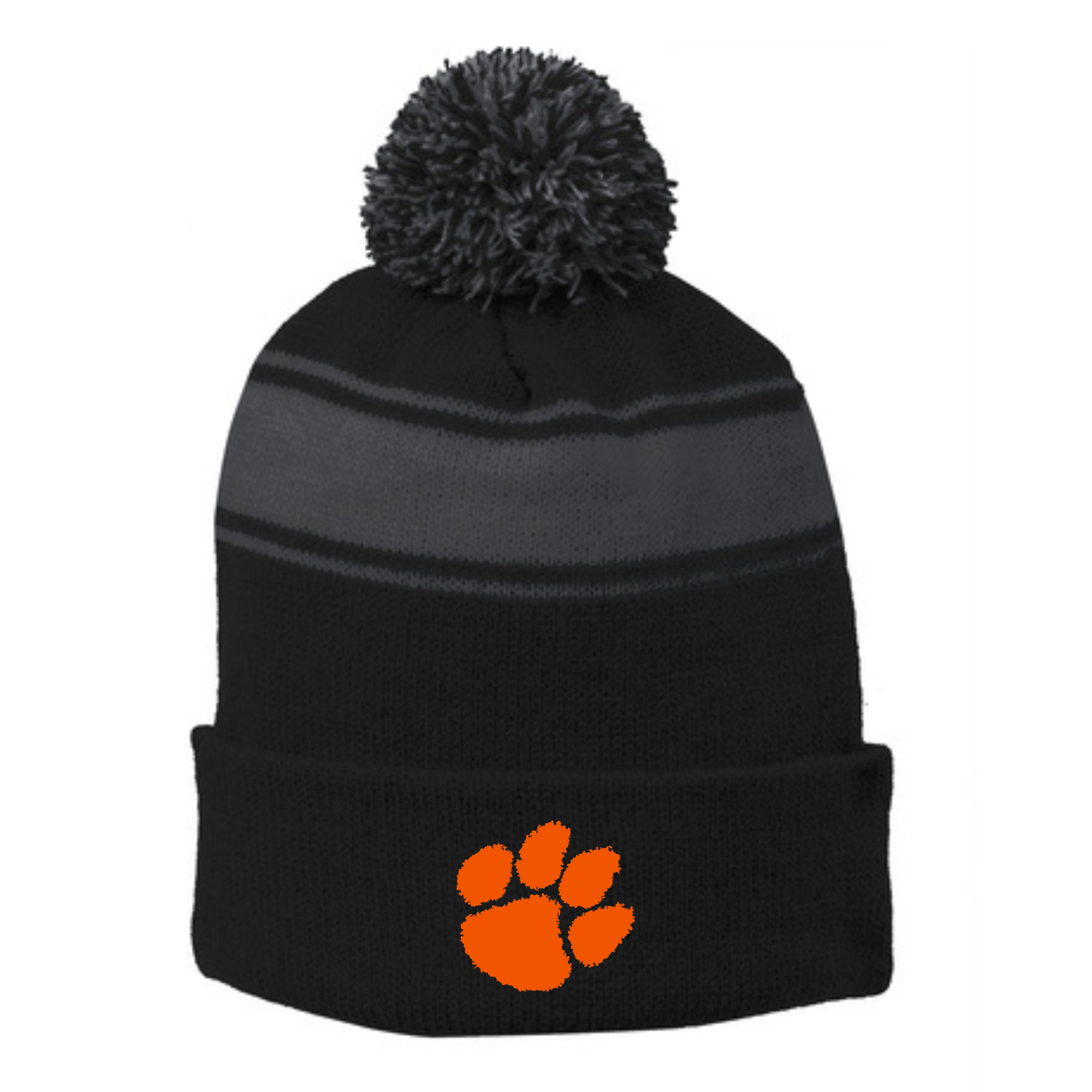 Brooks Tennis Paw Print Beanie with Pom Pom- STC28 Black