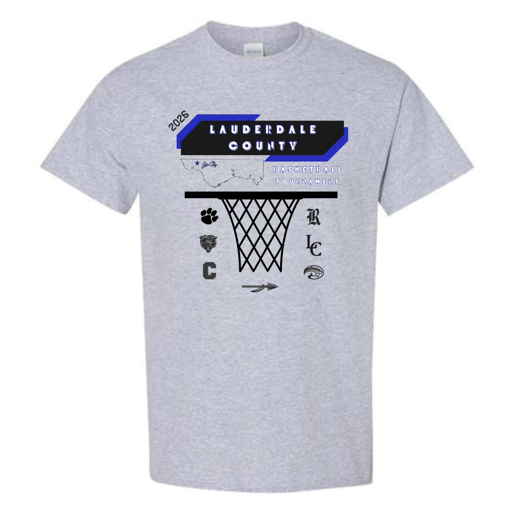 2025 Lauderdale County Basketball Tournament Shirt- Sport Grey