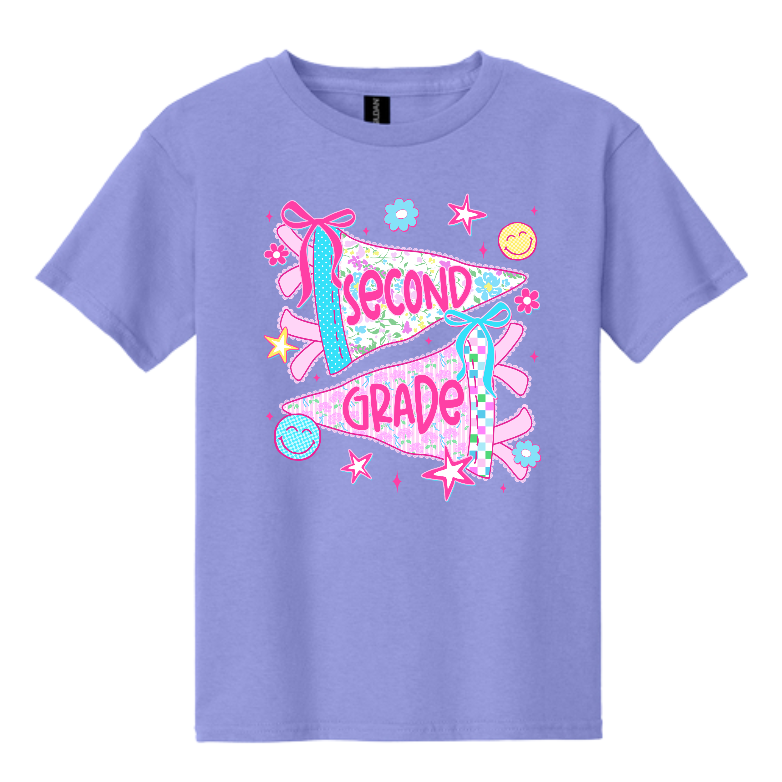 Grade Level Colorful Pennant - Gildan Violet t-shirt